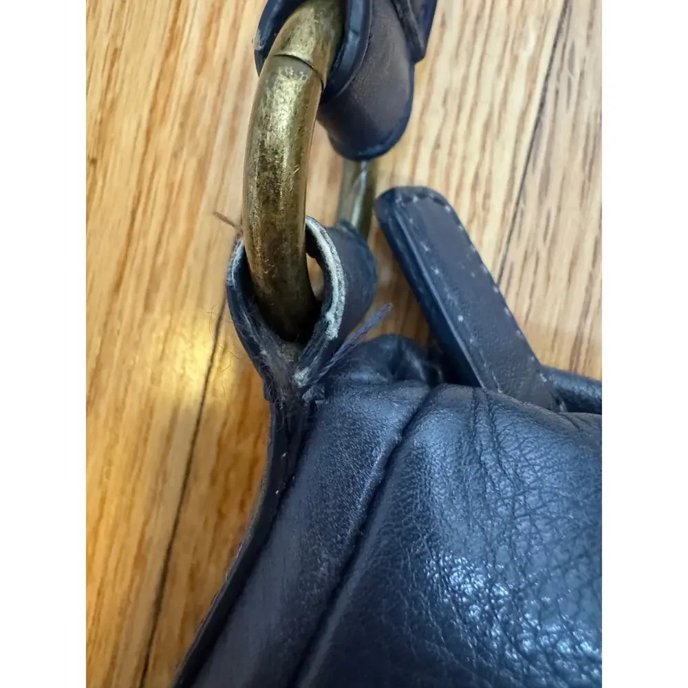 Y2K St Johns Bay Navy Leather Shoulder Bag Hobo Purse